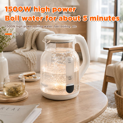 Dreepor 1.8L Electric Glass Kettle | Fast Boil Water Heater with Auto Shut-Off