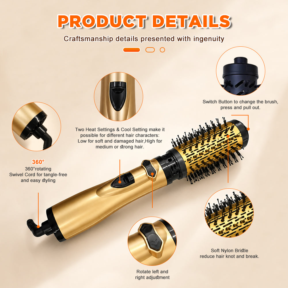 Dreepor 2-in-1 Hot Air Styling Brush | Hair Dryer & Volumizer Brush | Fast Drying Hair Curler