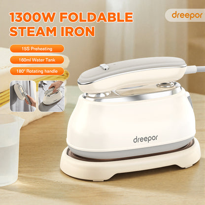 Dreepor 1300W Foldable Steam Iron – Portable Handheld with 160ml Water Tank