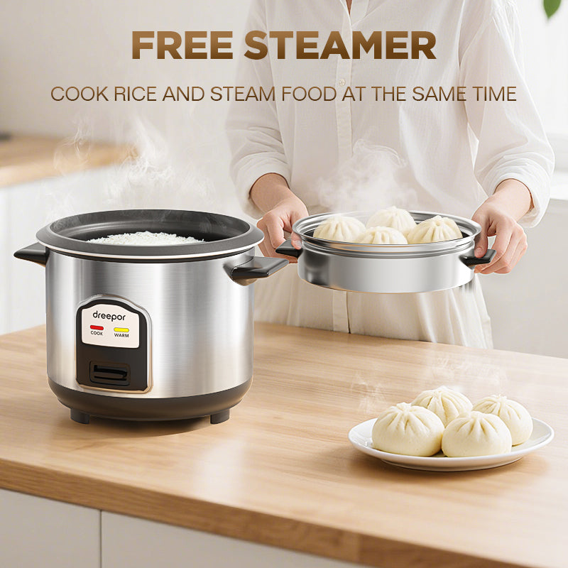 Dreepor Electric Rice Cooker with Steamer