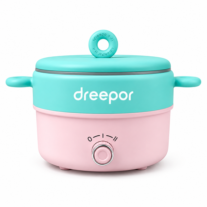 Dreepor 2L Electric Cooking Pot 800W – 2-in-1 Steamer & Hot Pot