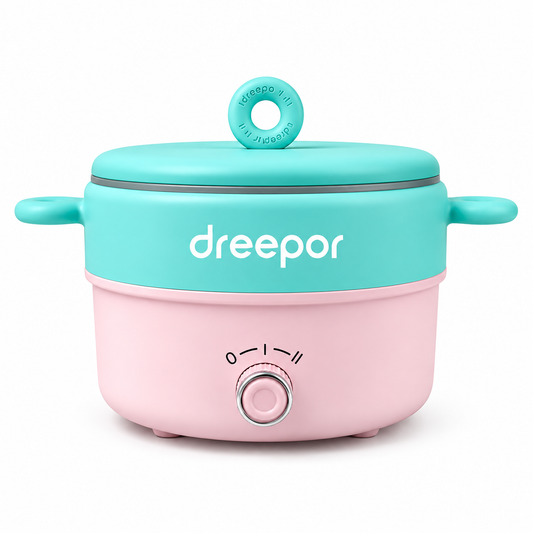 Dreepor 2L Electric Cooking Pot 800W – 2-in-1 Steamer & Hot Pot