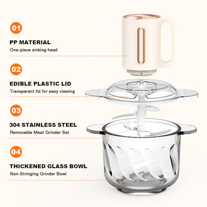 Dreepor Electric Food Chopper 2L/3L – Multi-Purpose Meat Grinder & Vegetable Processor