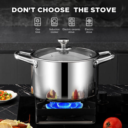 Dreepor 304 Stainless Steel Soup Pot with Glass Lid – Non-Stick Cooking Pot PH