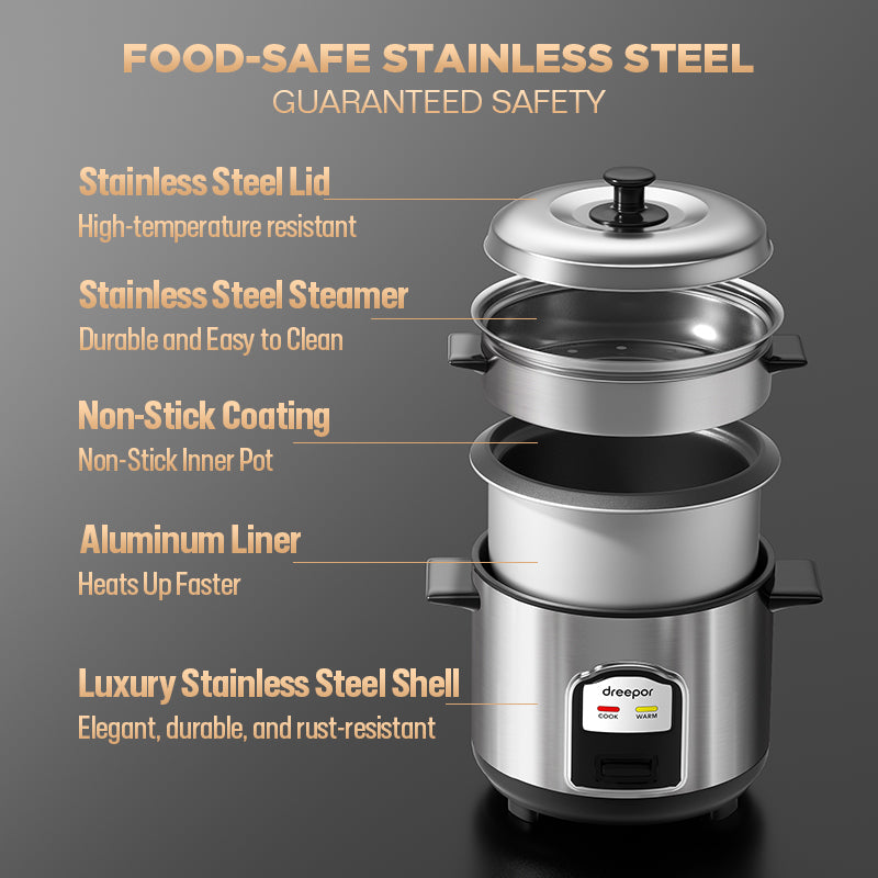 Dreepor Electric Rice Cooker with Steamer