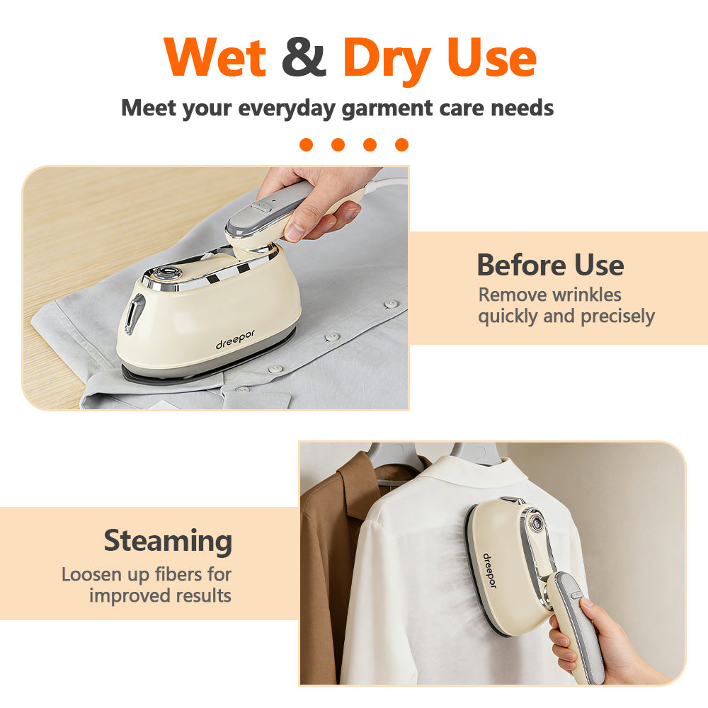 Dreepor 1300W Foldable Steam Iron – Portable Handheld with 160ml Water Tank