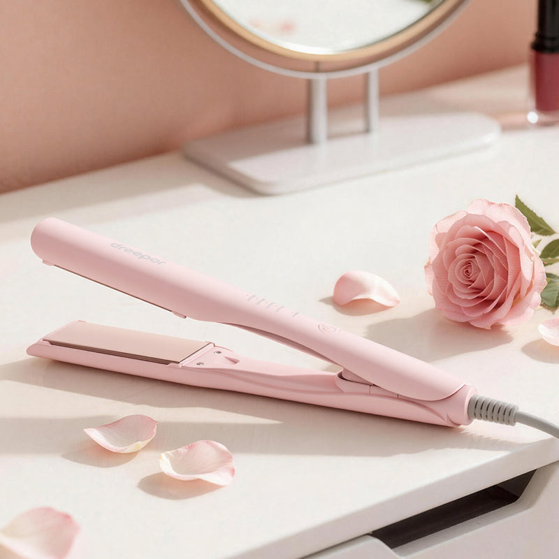 Dreepor 2-in-1 Ionic Hair Straightener & Curler – 15s Fast Heating Ceramic Flat Iron for Smooth & Shiny Hair