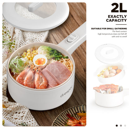 Dreepor Multi-Function electric Cooking Pot 2L – Non-Stick Pot for Rice, Noodles & Soup