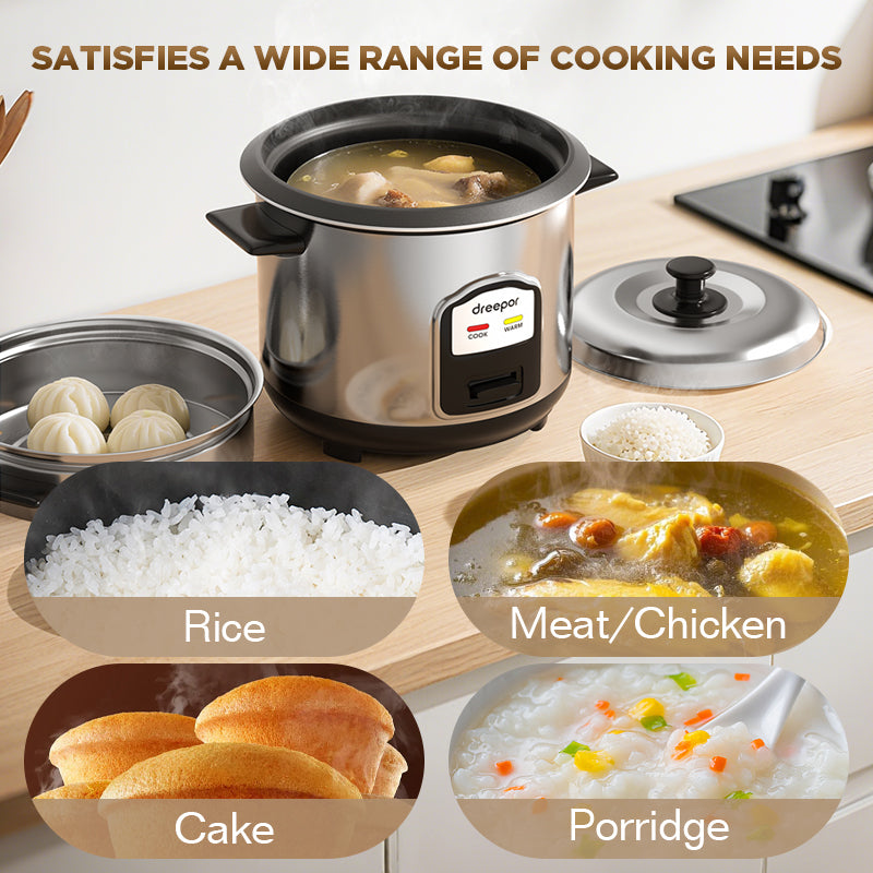 Dreepor Electric Rice Cooker with Steamer