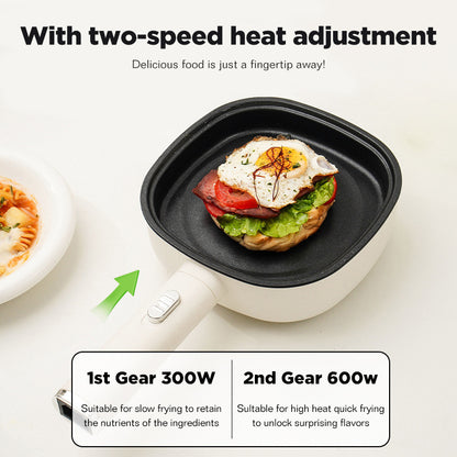 Dreepor Mini Non-Stick Electric Skillet - 2-in-1 Fry & Grill Pan