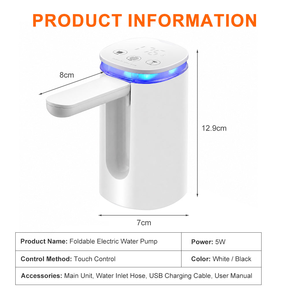 Dreepor Automatic Water Dispenser Pump | Foldable, LED Display & Type-C Rechargeable