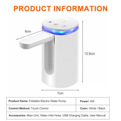 Dreepor Automatic Water Dispenser Pump | Foldable, LED Display & Type-C Rechargeable