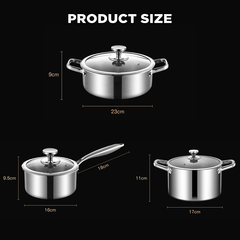 Dreepor 304 Stainless Steel Soup Pot with Glass Lid – Non-Stick Cooking Pot PH