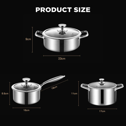 Dreepor 304 Stainless Steel Soup Pot with Glass Lid – Non-Stick Cooking Pot PH