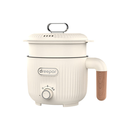 Dreepor Mini Electric Cooker: 3-Cup Multifunctional Pot with Steamer Basket