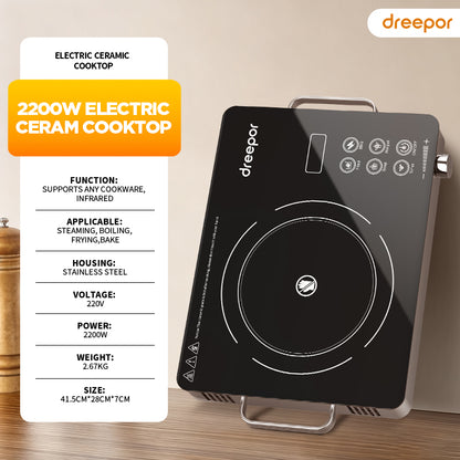 Dreepor 2200W Electric Ceramic Cooker – Fast & Easy Cooking for Everyday Meals