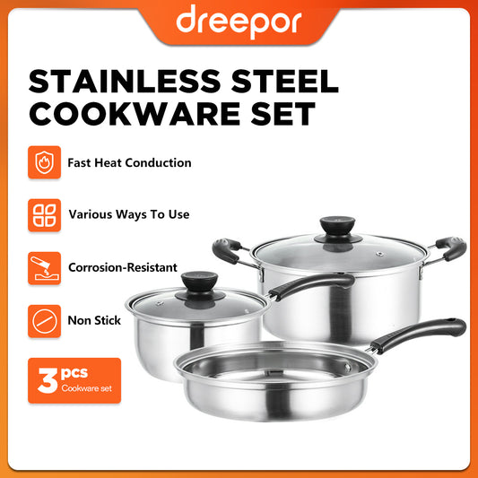 Dreepor 3-Piece Stainless Steel Cookware