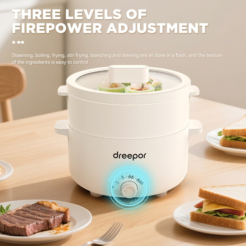Dreepor 2L Double-Layer Steamer & Frying Pan