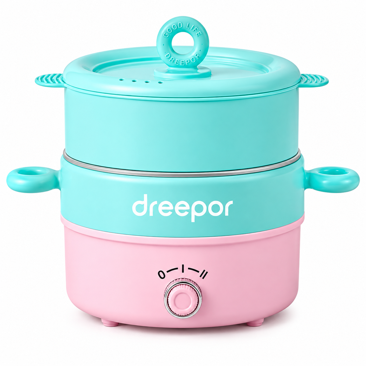 Dreepor 2L Electric Cooking Pot 800W – 2-in-1 Steamer & Hot Pot