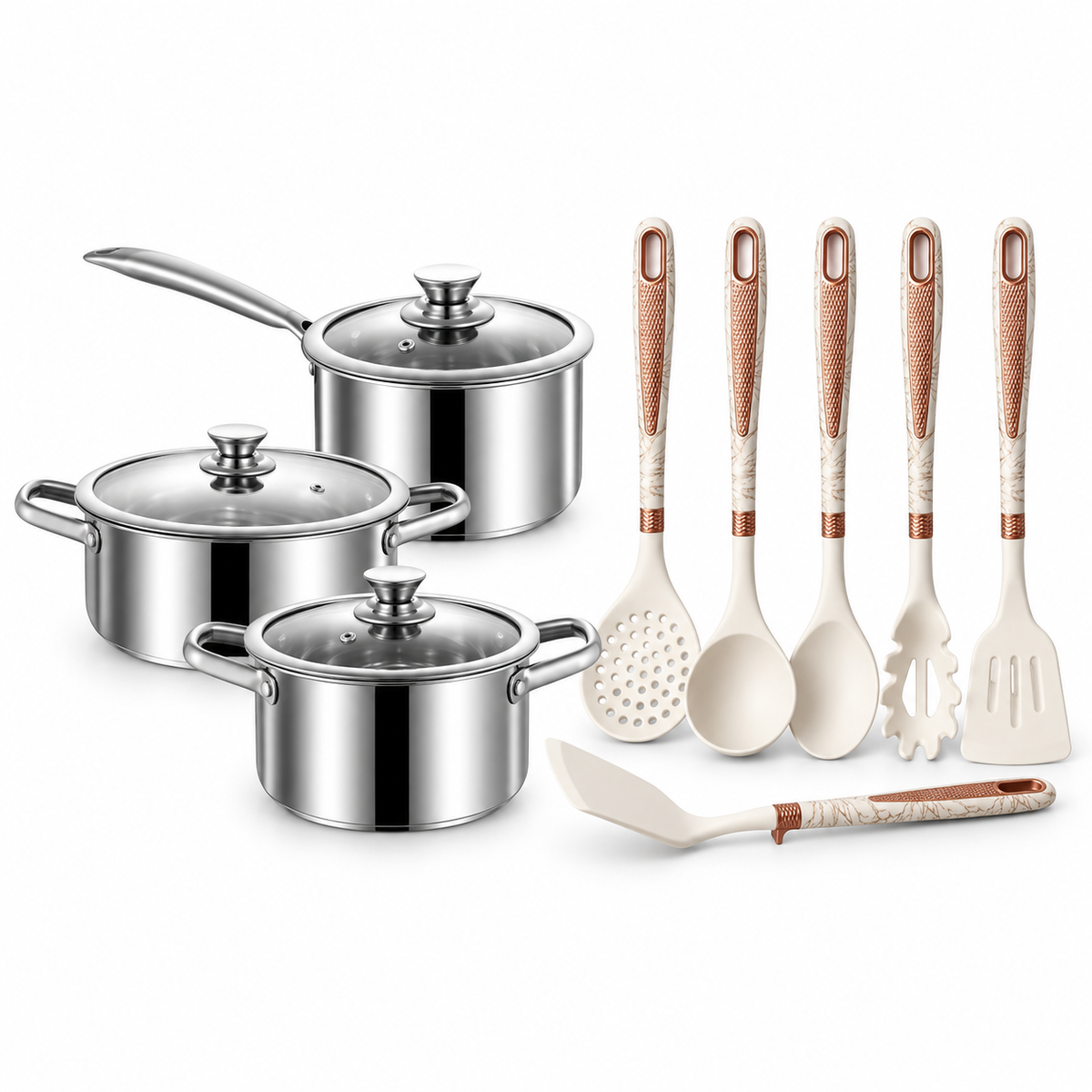 Dreepor 304 Stainless Steel Soup Pot with Glass Lid – Non-Stick Cooking Pot PH